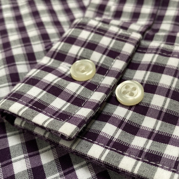 Van Heusen Wrinkle Free Button Down Shirt 💗 Purple Gray & White - Picture 10 of 13